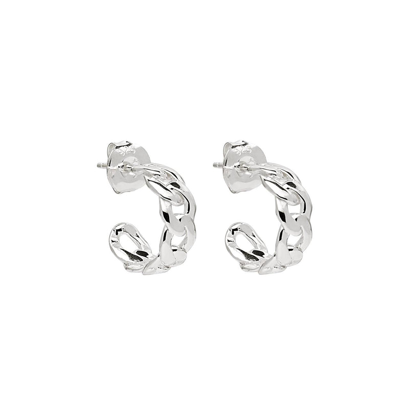 Curb Small Silver Hoop Earring
