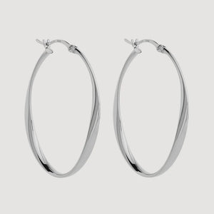 Cinta Large Silver Hoop Earring