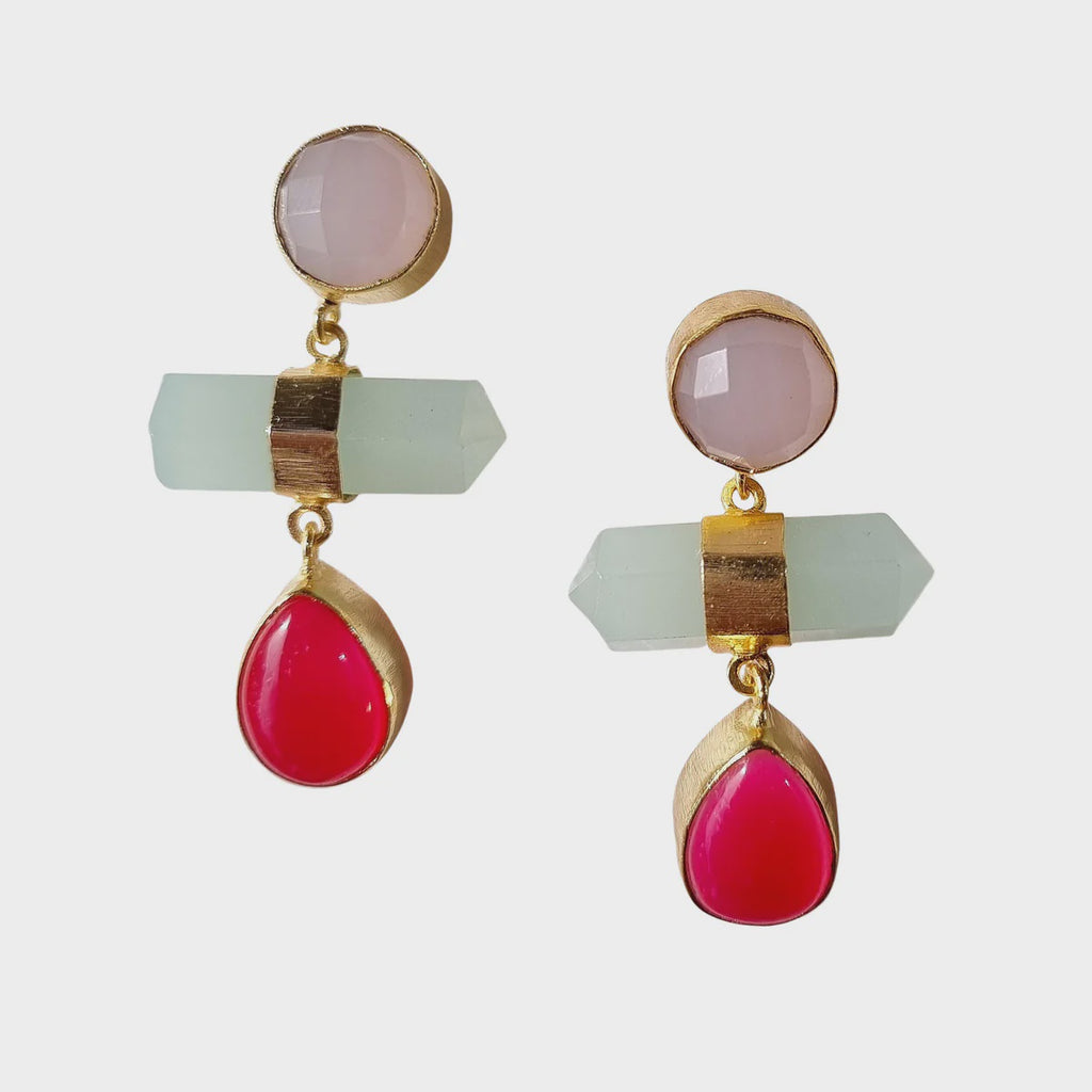 Nuria Natural Pink Stone Earring