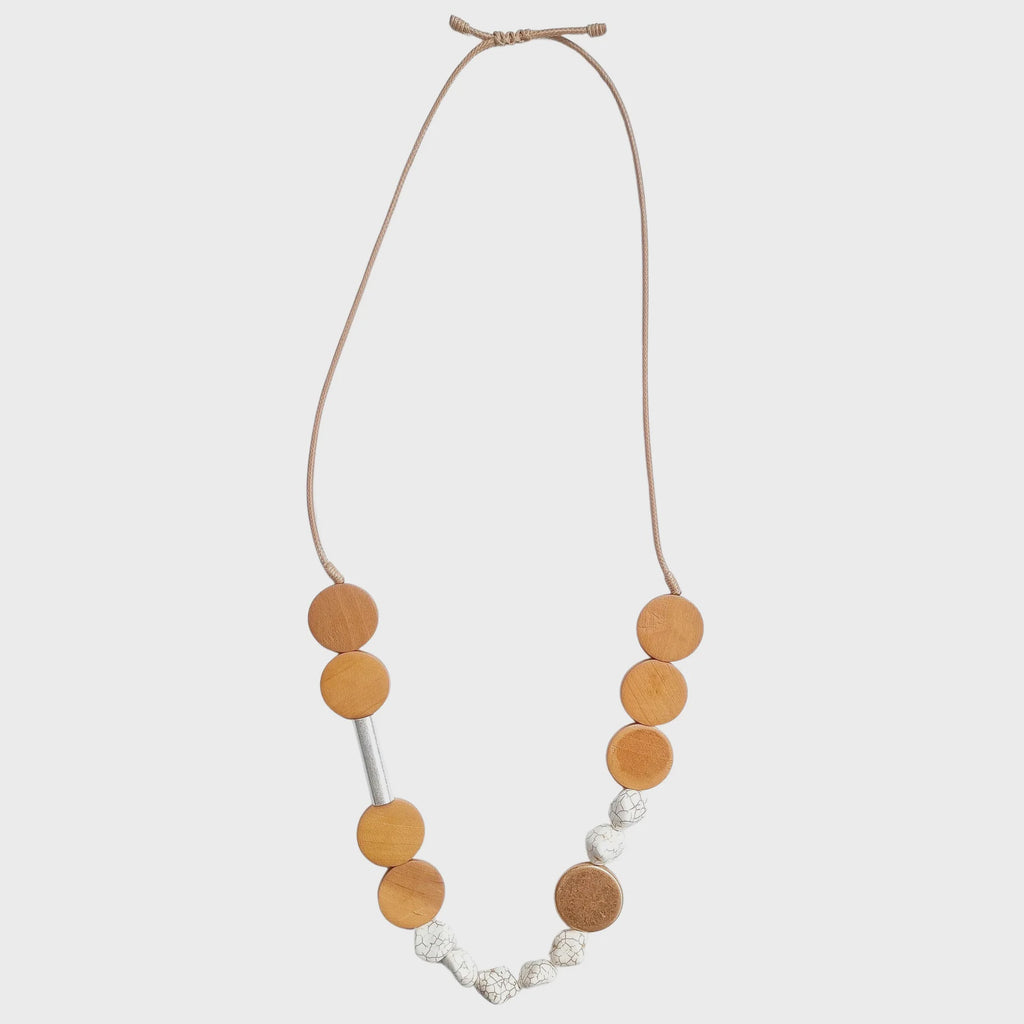 Lyssa Wooden Disk Necklace Natural