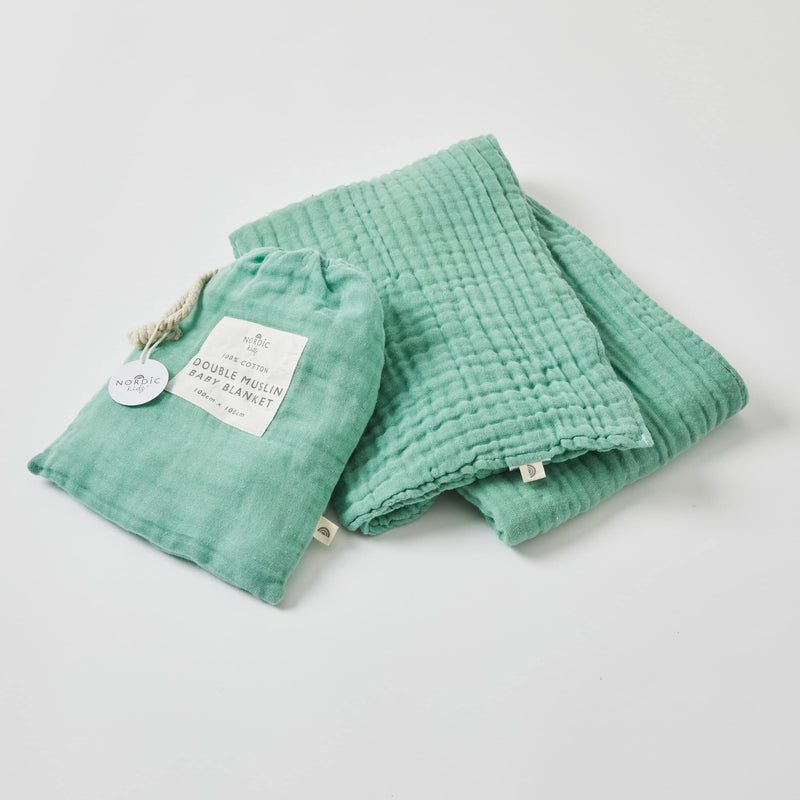 Forest Green Double Muslin Cotton Blanket