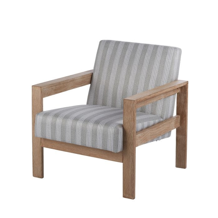 Striped Fabric Wooden Arm Chair