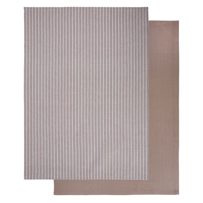 Butcher Stripe Tea Towel S/2 Taupe/White