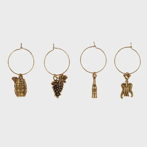 Vino Gold Wine Charms S/4