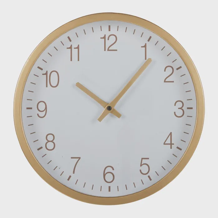 Rockwell Metal Clock Gold/White 30cm
