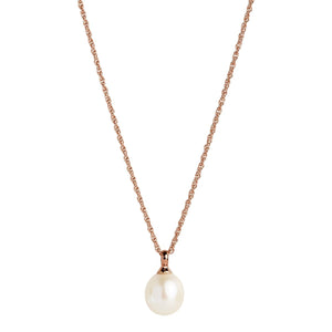 Dew Drop Rose Gold Pearl Necklace