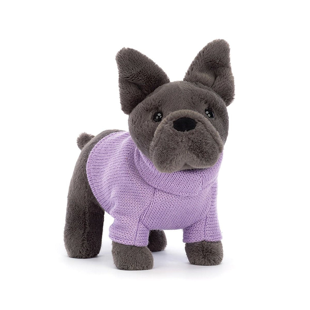 French Bulldog with Purple Sweater
